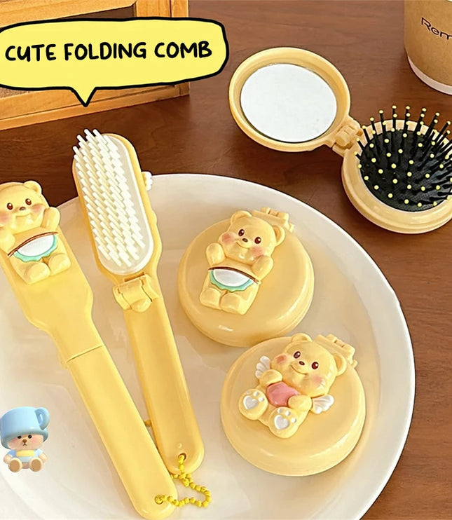 Mini Yellow Bear Pocker Mirror & Comb