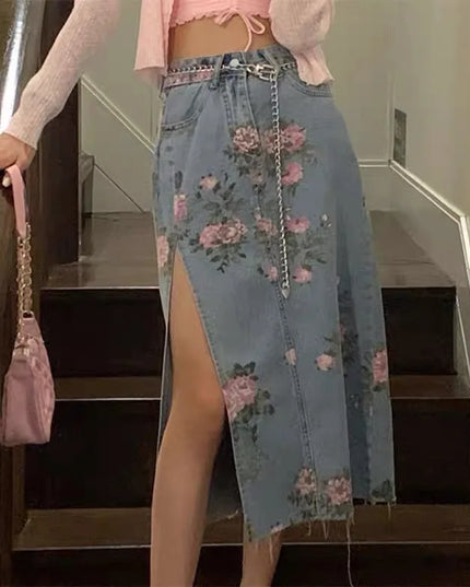 Floral Garden Denim Skirt