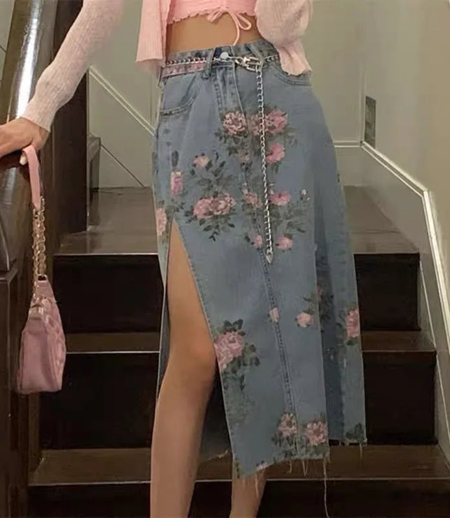 Floral Garden Denim Skirt