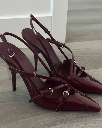 Cherry Pointed Buckle Heels