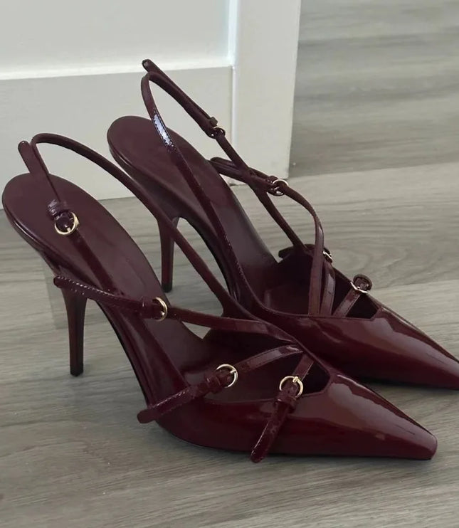 Cherry Pointed Buckle Heels