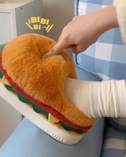 Hamburger Plush Slippers