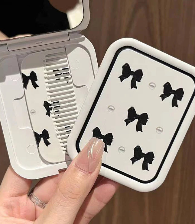 Bowknot Folding Pocket Mirror & Comb