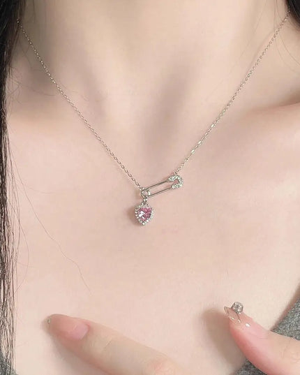 Safety Pin Heart Necklace