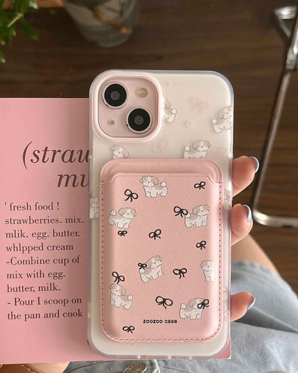 Pink Dog Phone Case + Cardholder