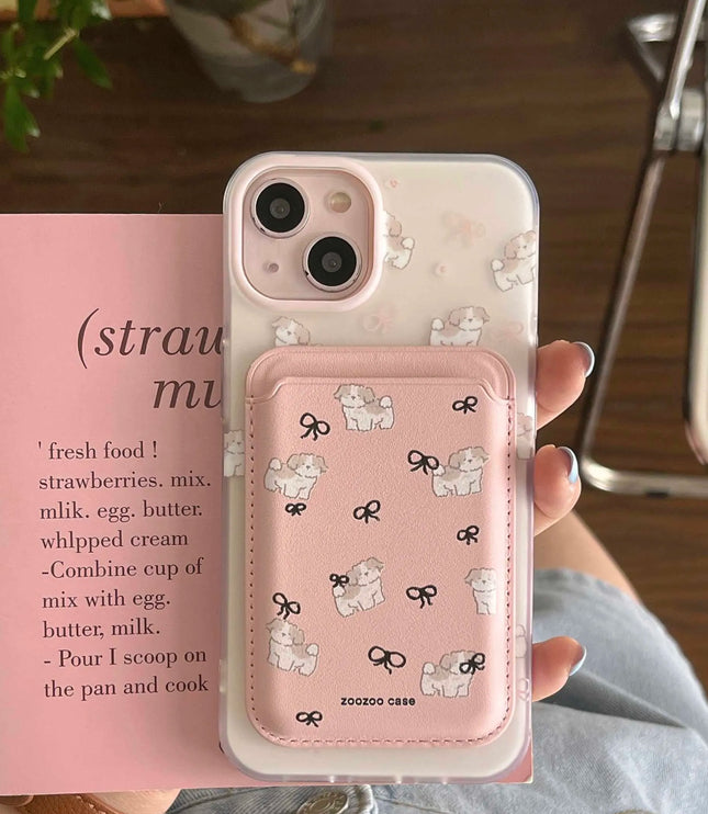 Pink Dog Phone Case + Cardholder