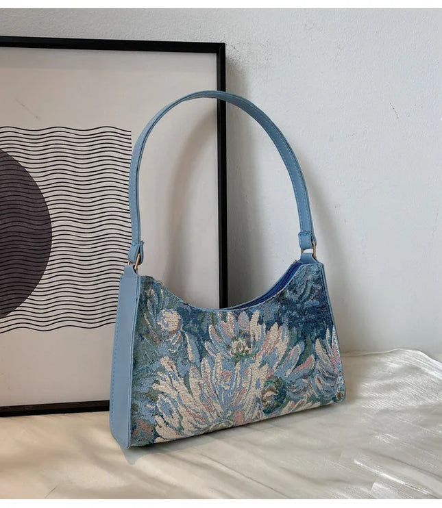 Painting Half Moon Handbag