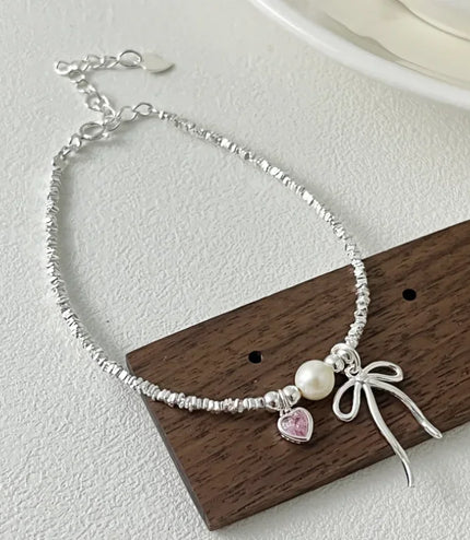 Beaded Bow Pearl Bracelet