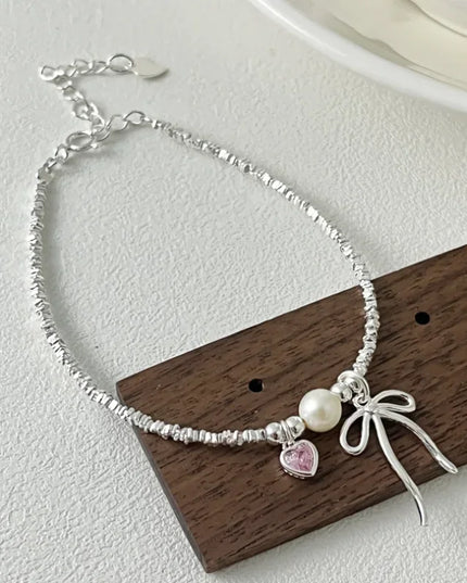 Beaded Bow Pearl Bracelet