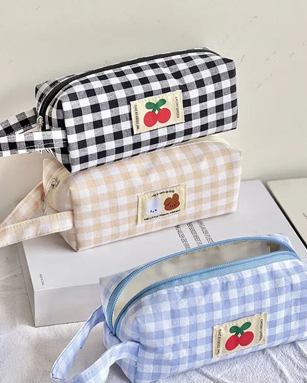 Cherry Plaid Pencil Case