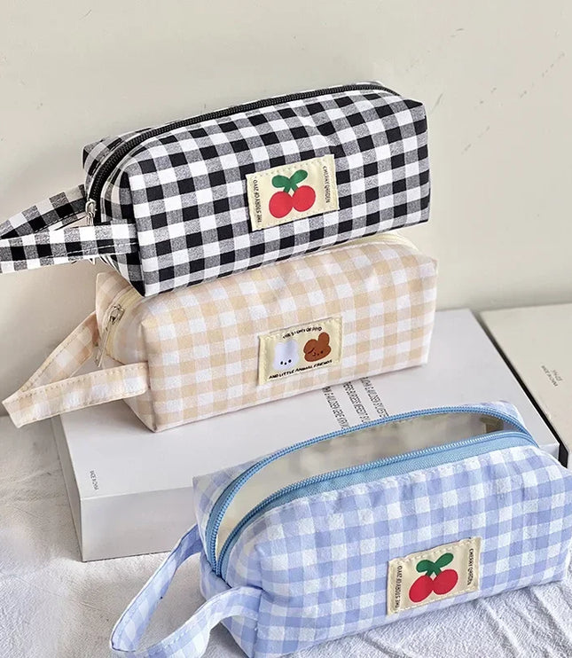 Cherry Plaid Pencil Case