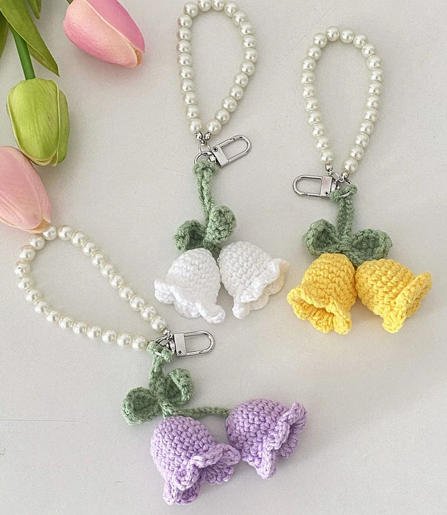 Crocheted Lily of The Valley Bag Charm