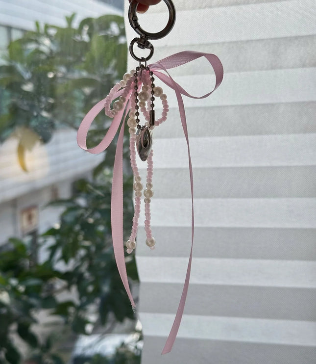 Bowknot and Pearl Keychain