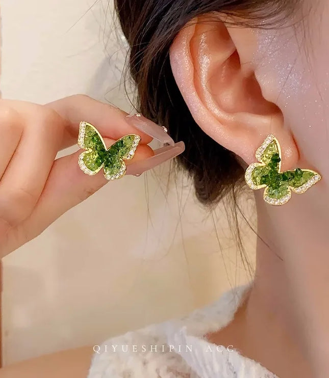 Green Butterfly Earrings