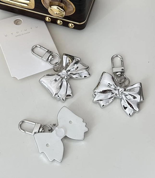 Silver Bow Bag Charm