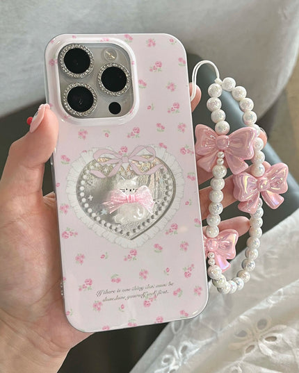 Crystal Cat Bow Phone Case