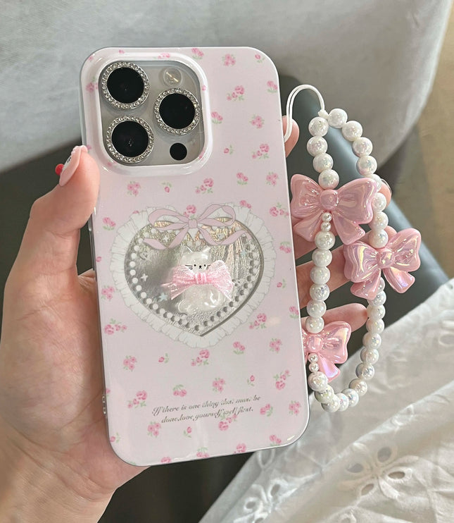 Crystal Cat Bow Phone Case