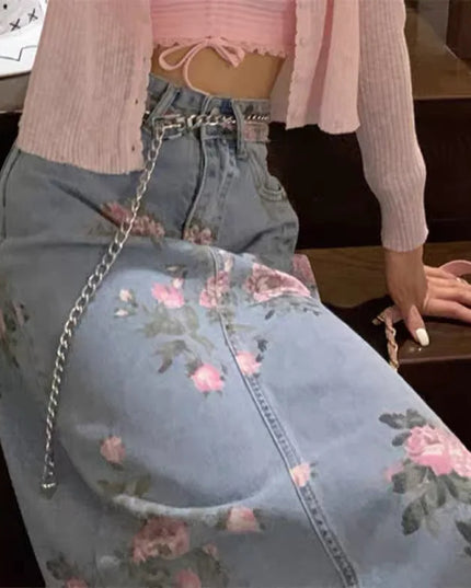 Floral Garden Denim Skirt