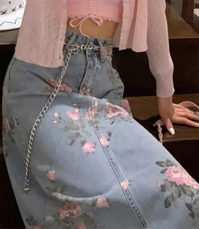 Floral Garden Denim Skirt