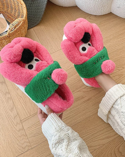 Pink Dog Plush Slippers