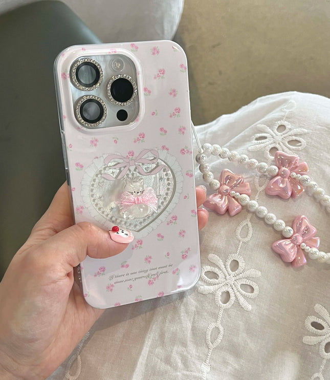 Crystal Cat Bow Phone Case