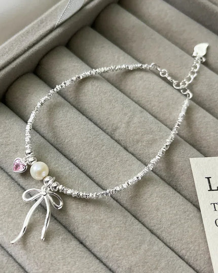 Beaded Bow Pearl Bracelet