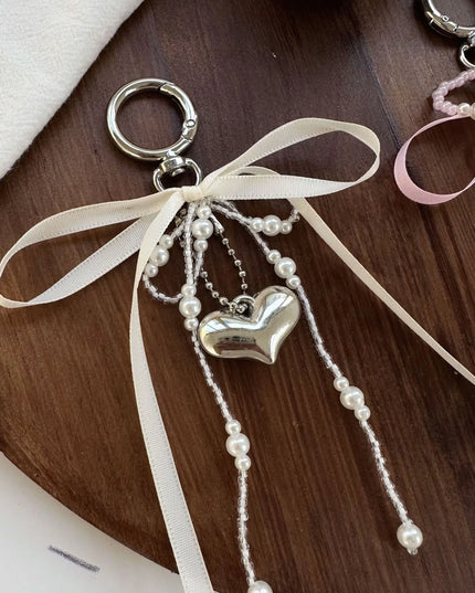 Bowknot and Pearl Keychain