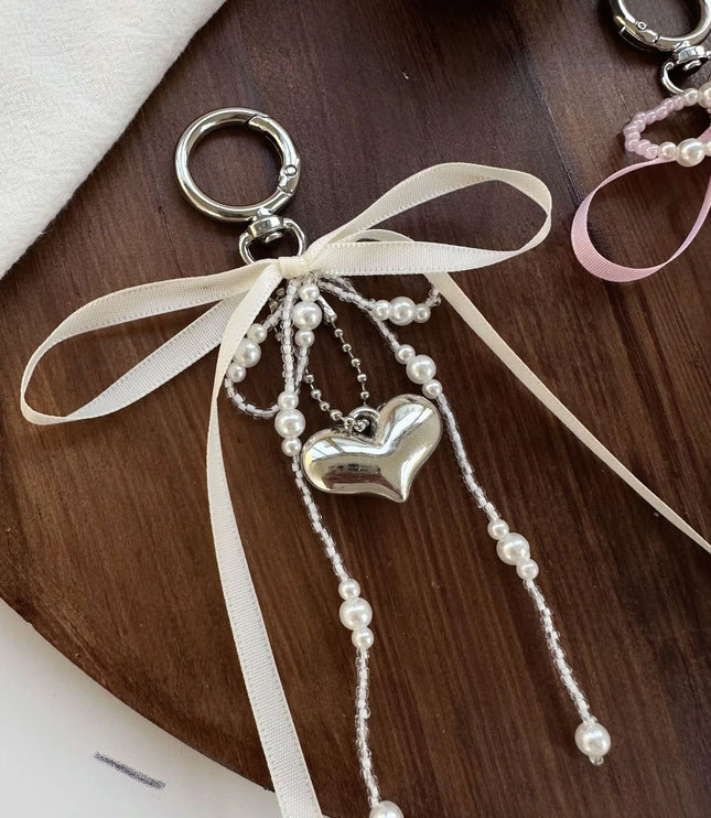 Bowknot and Pearl Keychain