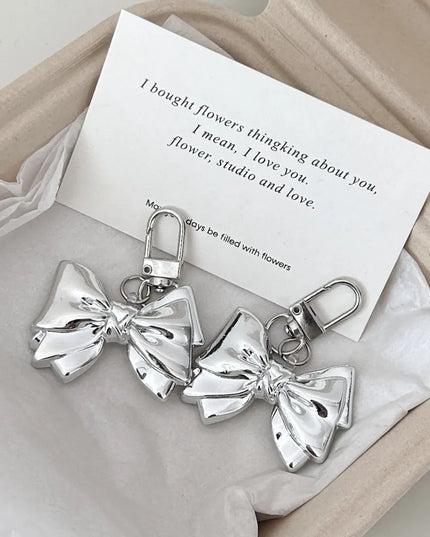 Silver Bow Bag Charm