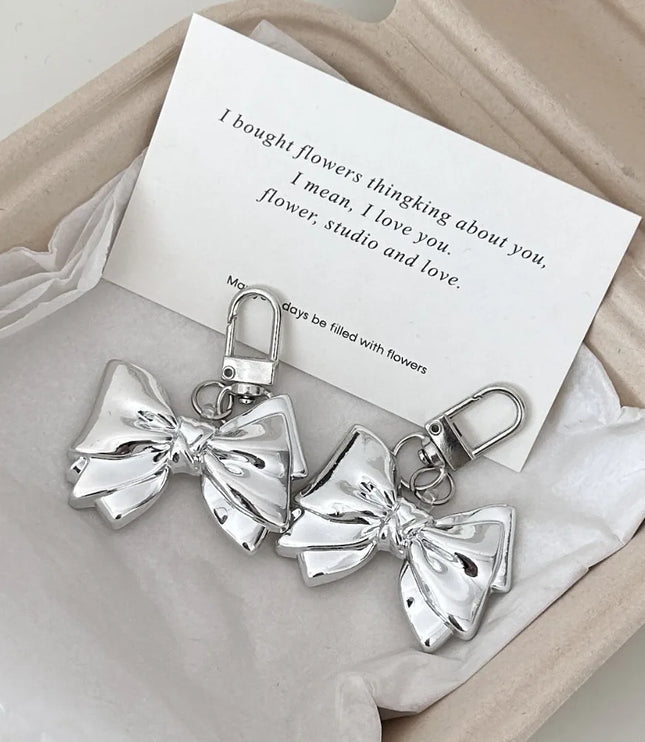 Silver Bow Bag Charm