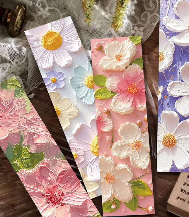 30Pcs Flower Painting Bookmark