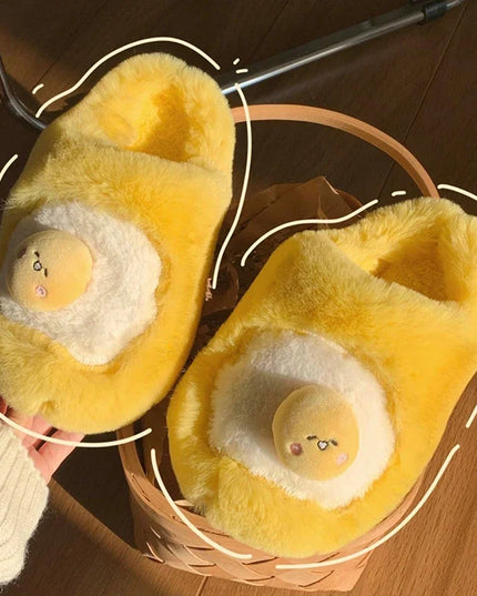 Egg Yolk Plush Slippers