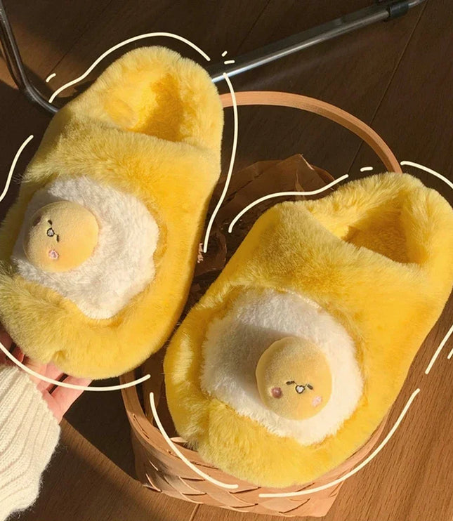 Egg Yolk Plush Slippers