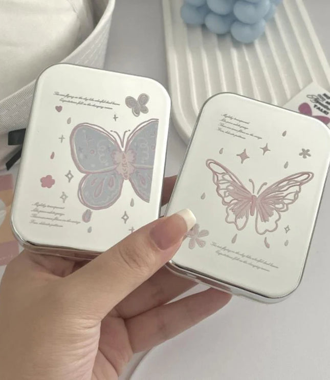 Metallic Butterfly Contact Lens Case Kit