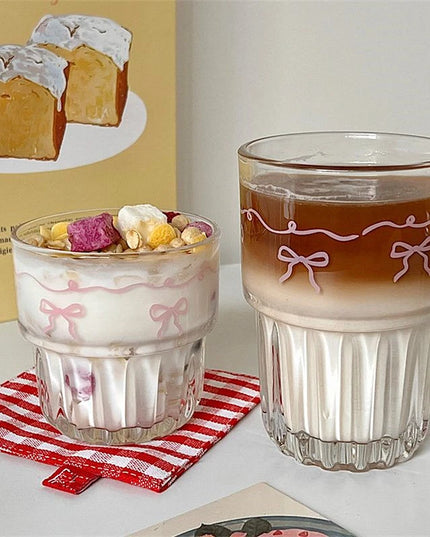 Pink Bow Glass Cup