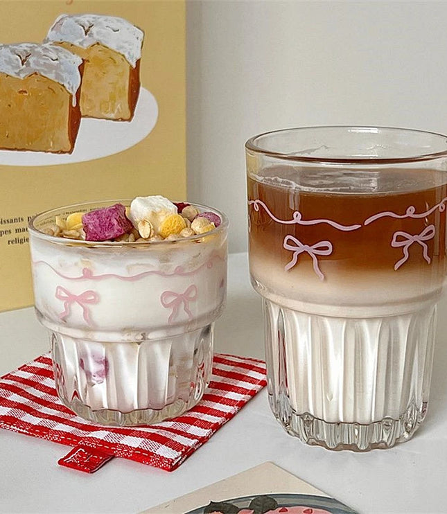 Pink Bow Glass Cup