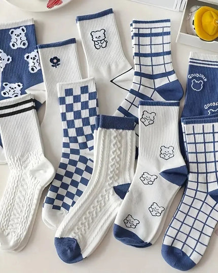 5Pairs Blue Bear Socks