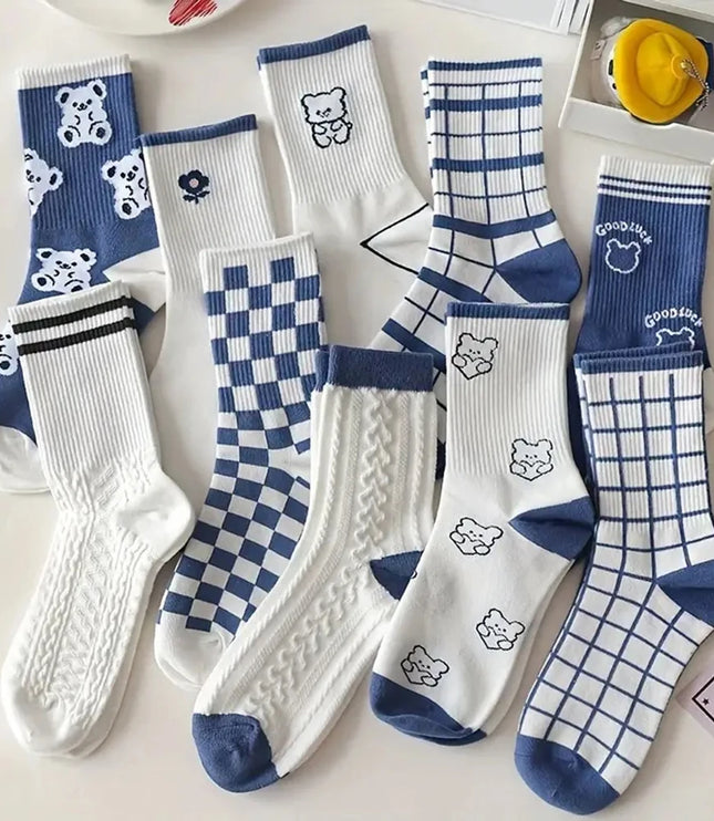 5Pairs Blue Bear Socks