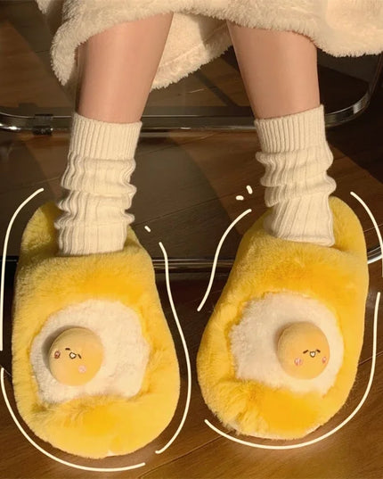 Egg Yolk Plush Slippers