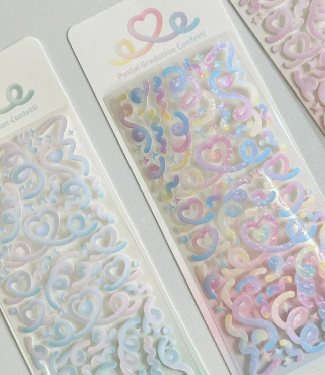 Gradient Heart Ribbon Stickers