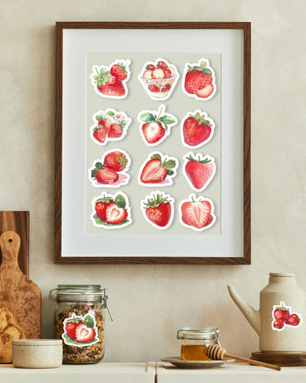 40 Strawberry Stickers