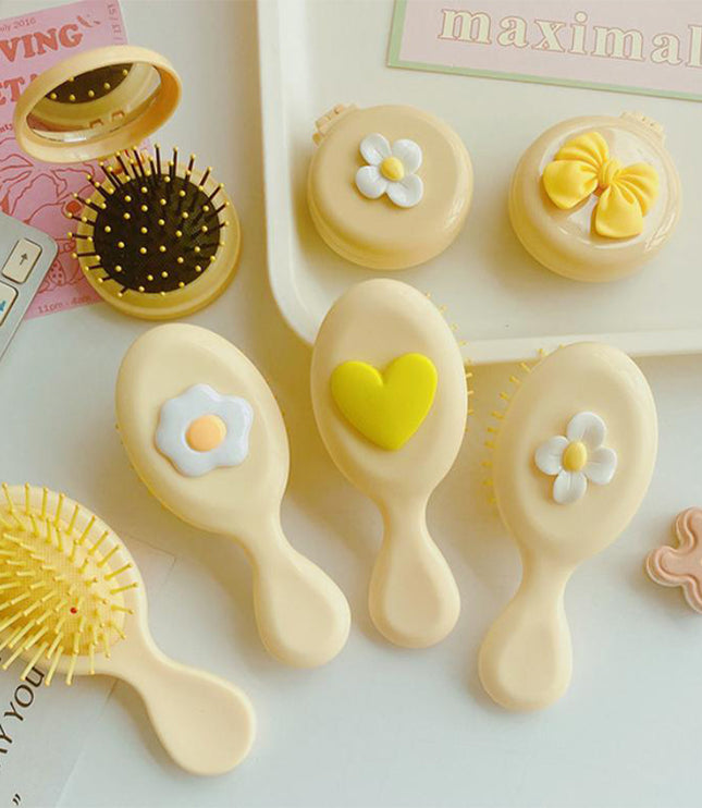 Mini Yellow Pocket Mirror & Comb