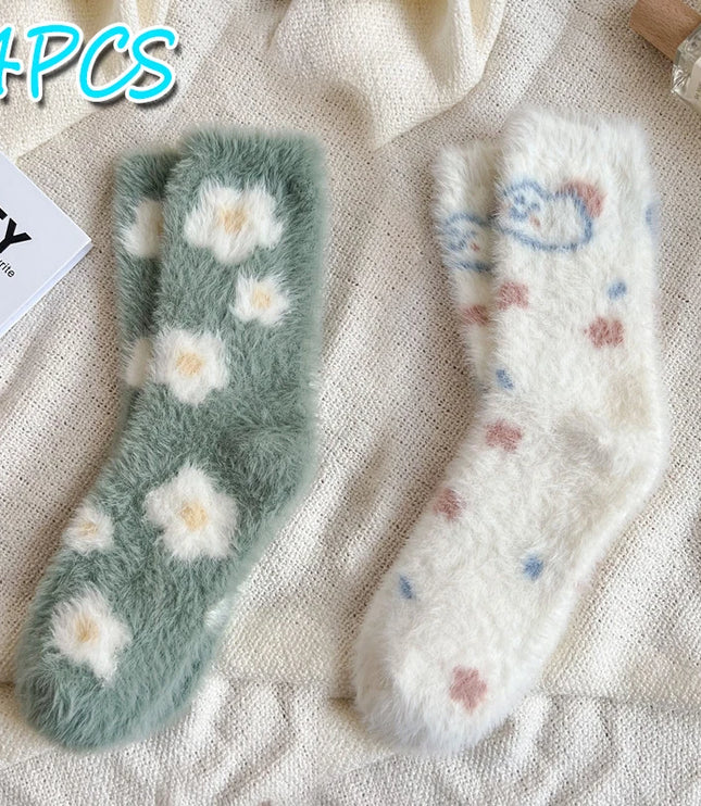 3Pairs Cute Fluffy Socks