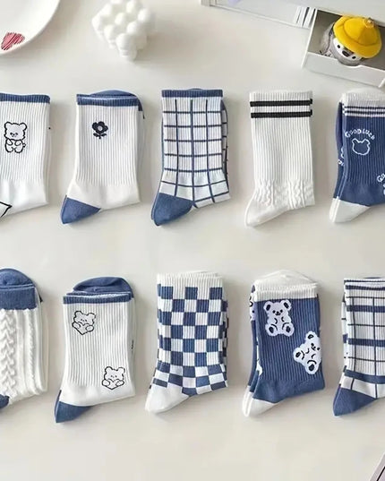 5Pairs Blue Bear Socks