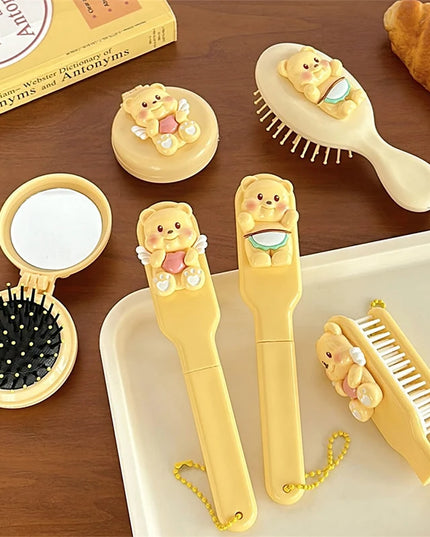 Mini Yellow Bear Pocker Mirror & Comb