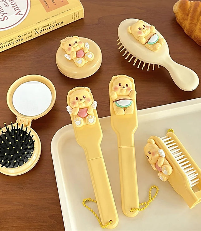 Mini Yellow Bear Pocker Mirror & Comb