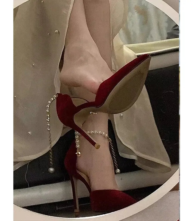 Red Velvet Pearly Heels