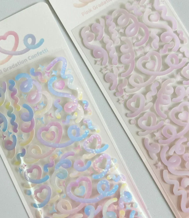 Gradient Heart Ribbon Stickers