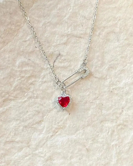 Safety Pin Heart Necklace