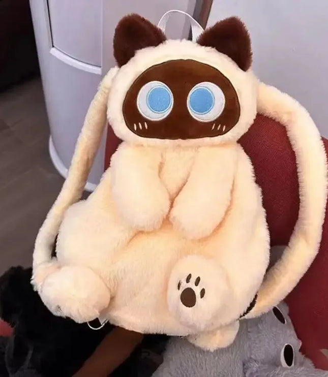 Big Eyed Cat Plush Backpack